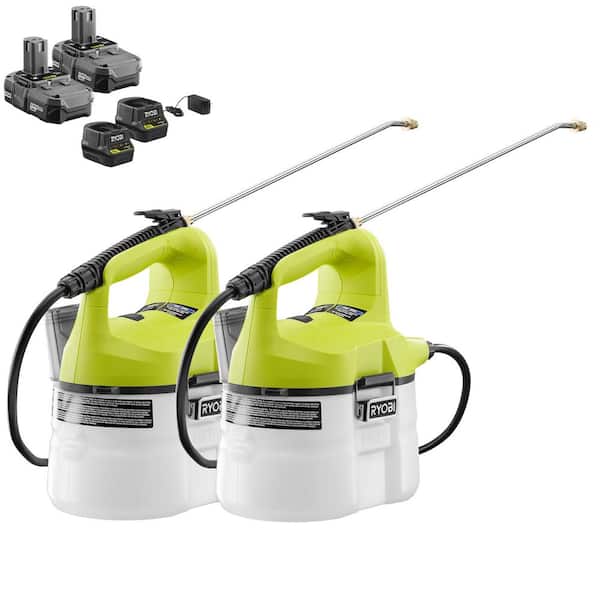 RYOBI ONE+ 18V Cordless Battery 1 Gal. Chemical Sprayer (2-Tool) with (2) 1.3 Ah Batteries and (2) Chargers