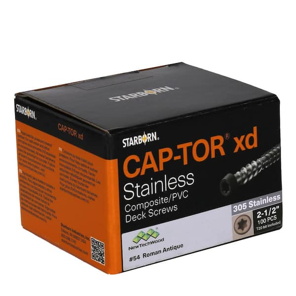 #10 x 2-1/2 in. Stainless Steel Star Drive Flat Undercut Composite Deck Screw in Roman Antique (100-Pack)