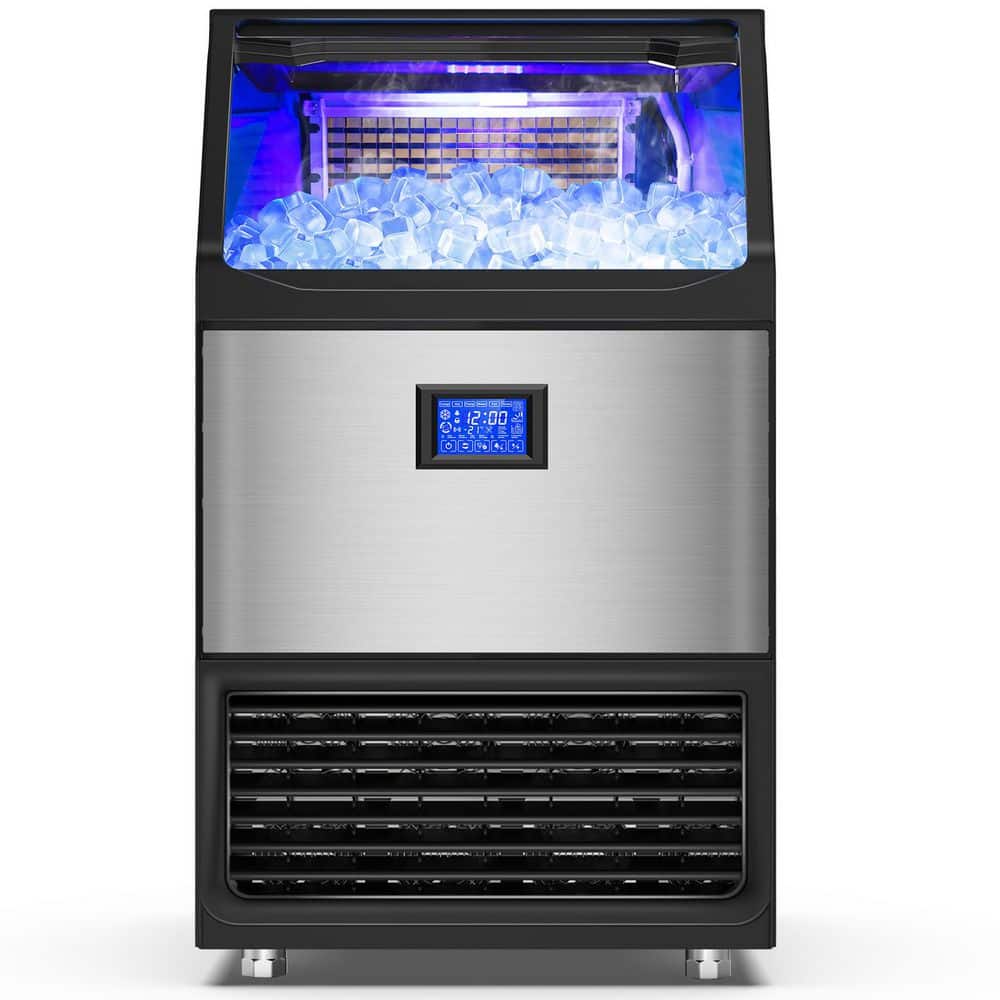 26.54 in. 450 lbs. 24H Full/Half Size Cube Commercial Freestanding Ice Maker in Stainless Steel with 90 lbs. Storage Bin