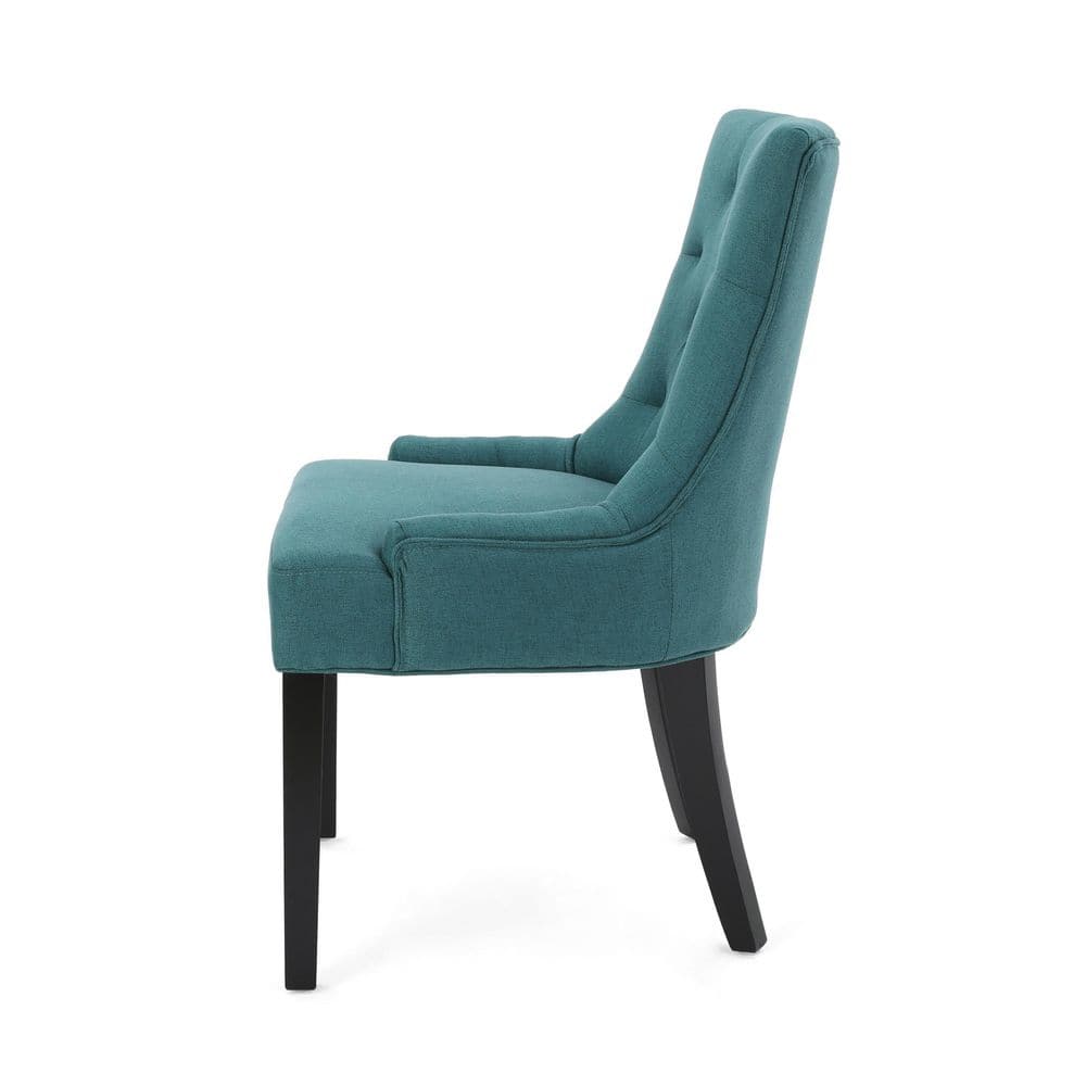 Elegant Matte Black Wood Upholstered Side Chairs, Set of 4