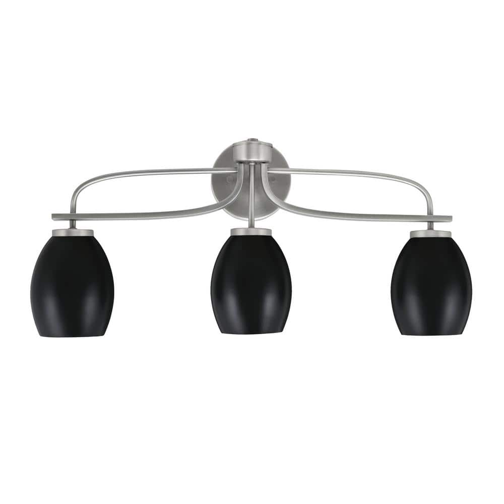 Olympia 26.25 in. 3-Light Graphite Vanity Light Matte Black Metal Shade