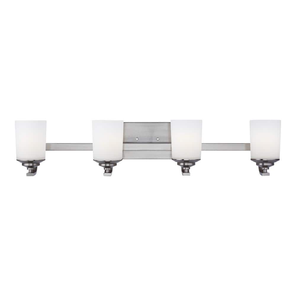 Kemal 34 in. 4-Light Brushed Nickel Traditional Wall Bathroom Vanity Light with Etched White Glass Shades price history on PriceWatchPro