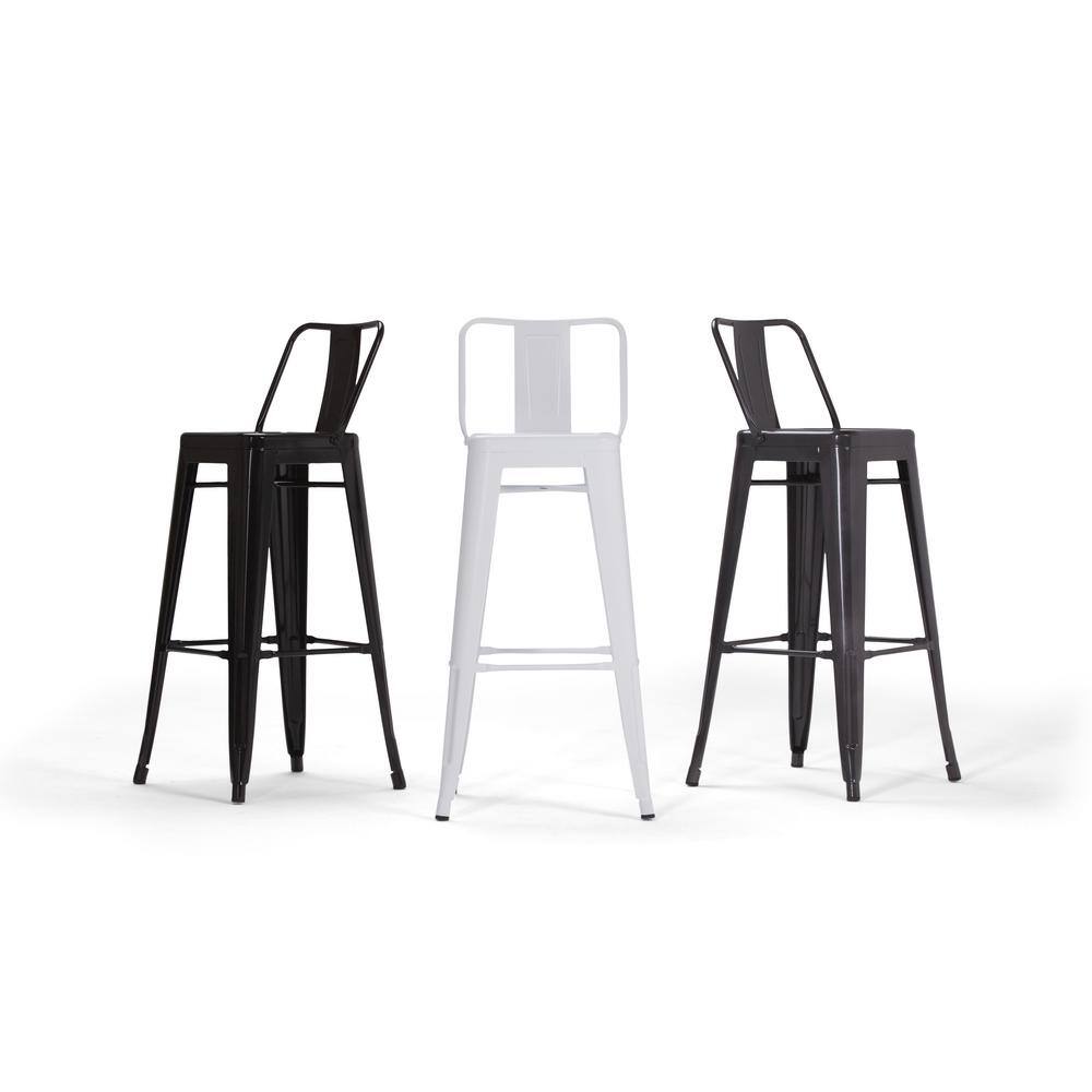 Rayne 24" White Industrial Metal Counter Stool Set