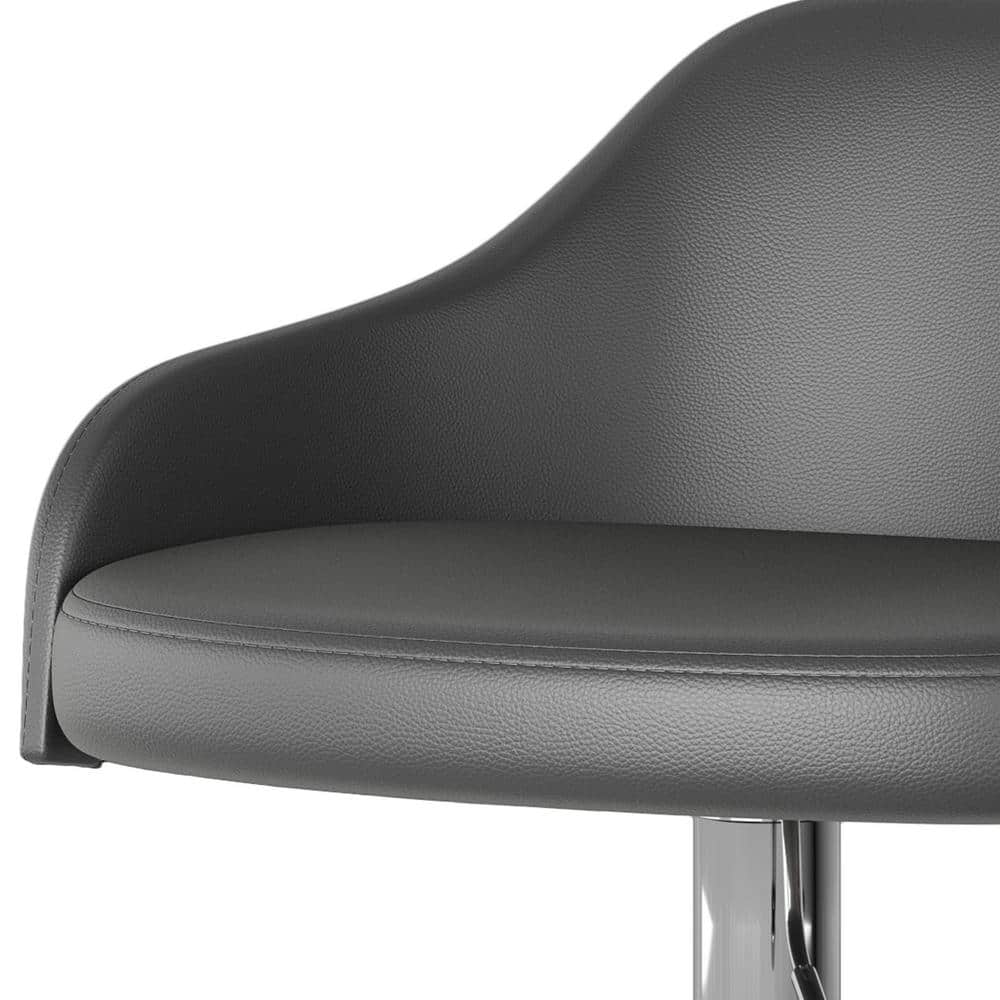 Hutton Gray Adjustable Swivel Bar Stool with Metal Base