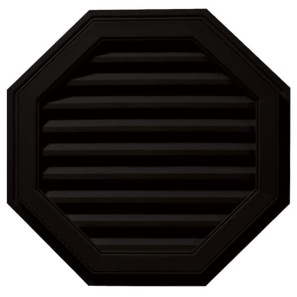 Builders Edge 27 in. x 27 in. Octagon Black Plastic Built-in Screen Gable Louver Vent