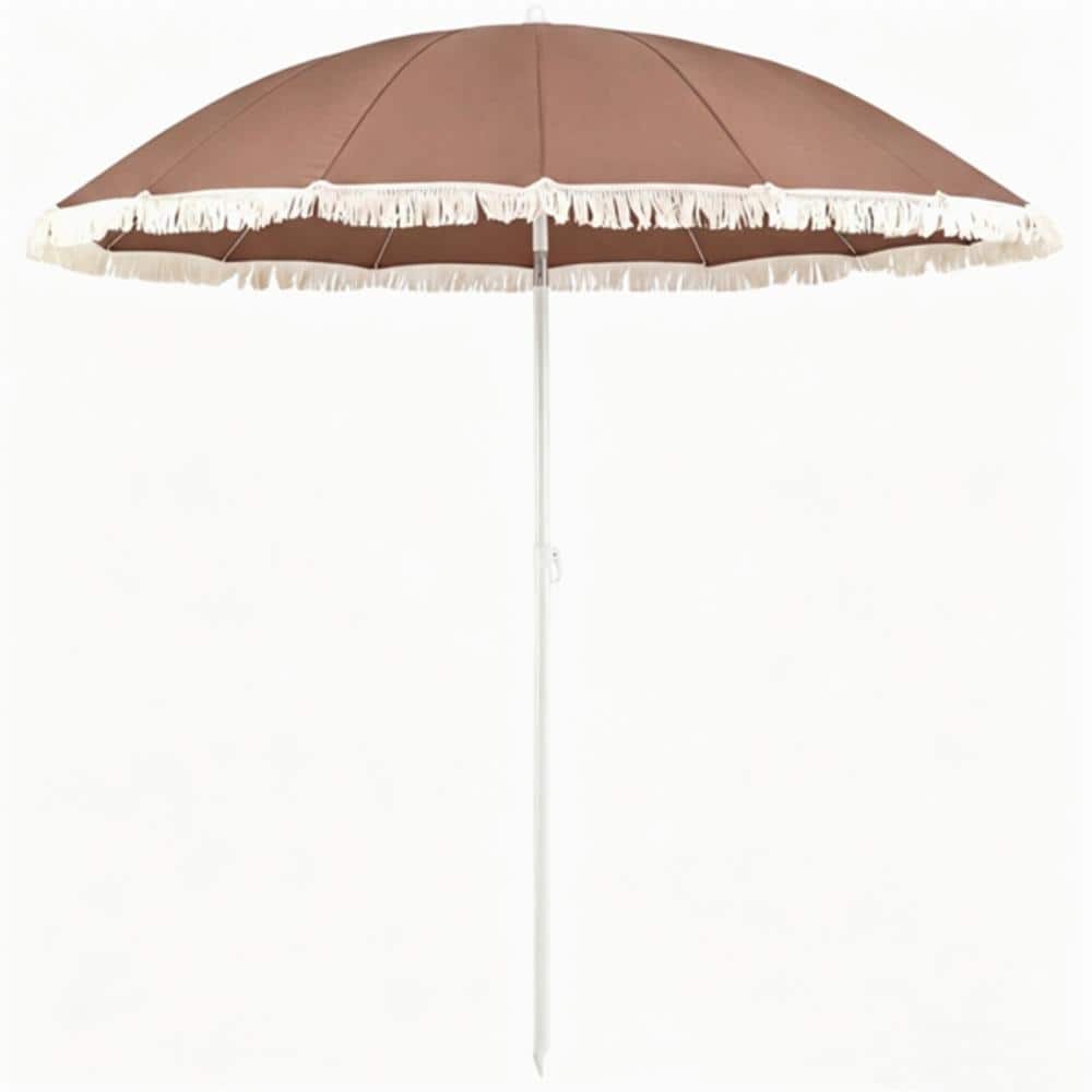 6.5 ft. Boho Patio Umbrella with Fringe Tassel, 30°Adjustable Tilt Outdoor Sun Canopy, Portable Metal Beach Umbrella price history on PriceWatchPro