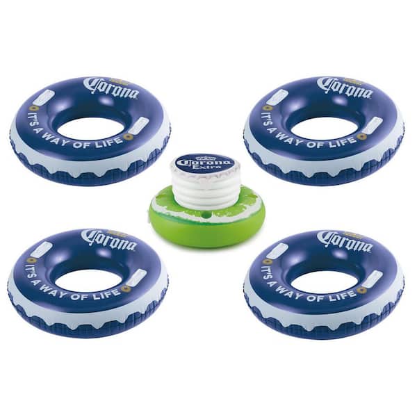 Corona 31 in. It's a Way of Life Bottle Cap Swimming Pool Tube and Cooler (4-Pack)