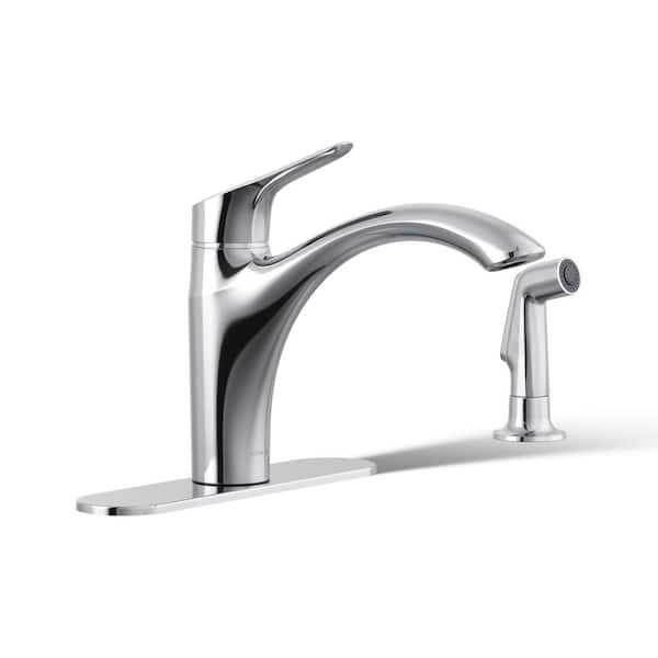 Rival Single-Handle Kitchen Sink Faucet with Side Sprayer in Polished Chrome