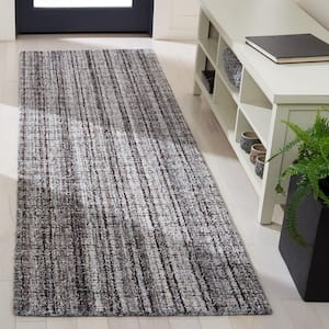 Abstract Gray/Brown 2 ft. x 8 ft. Modern Plaid Runner Rug