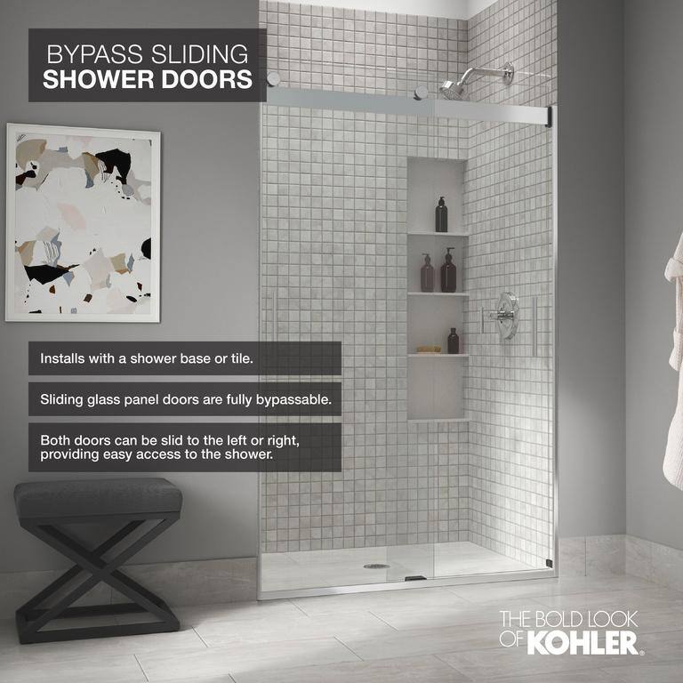 Levity 62" Frameless Sliding Tub Door in Anodized Dark Bronze