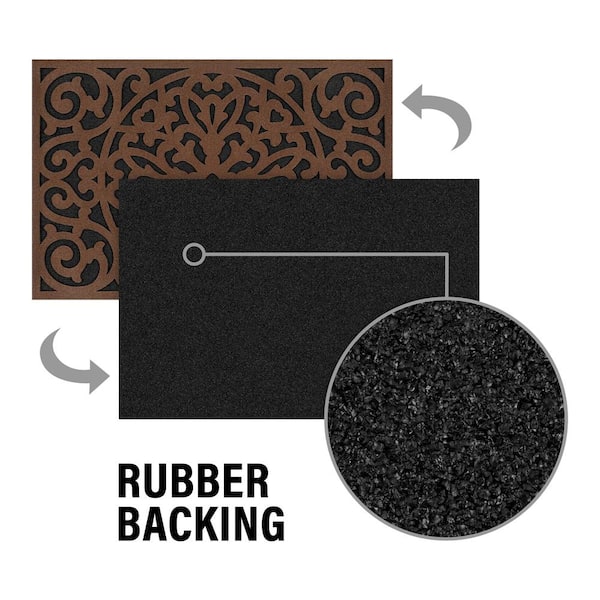 StyleWell Medallion Brown 24 in. x 36 in. Non-Slip Indoor
