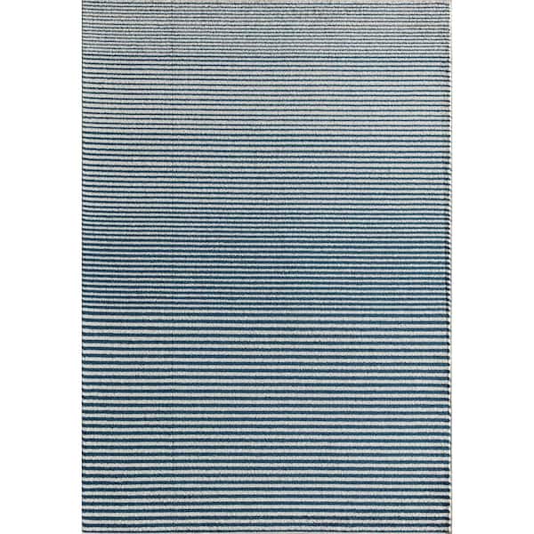Isaac Mizrahi Callum Banded Blue 8'3"X10'0" Contemporary Blue Area Rug