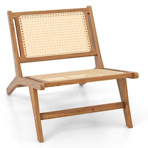 Natural Teak Wooden Outdoor Lounge Chair in. Set of 1