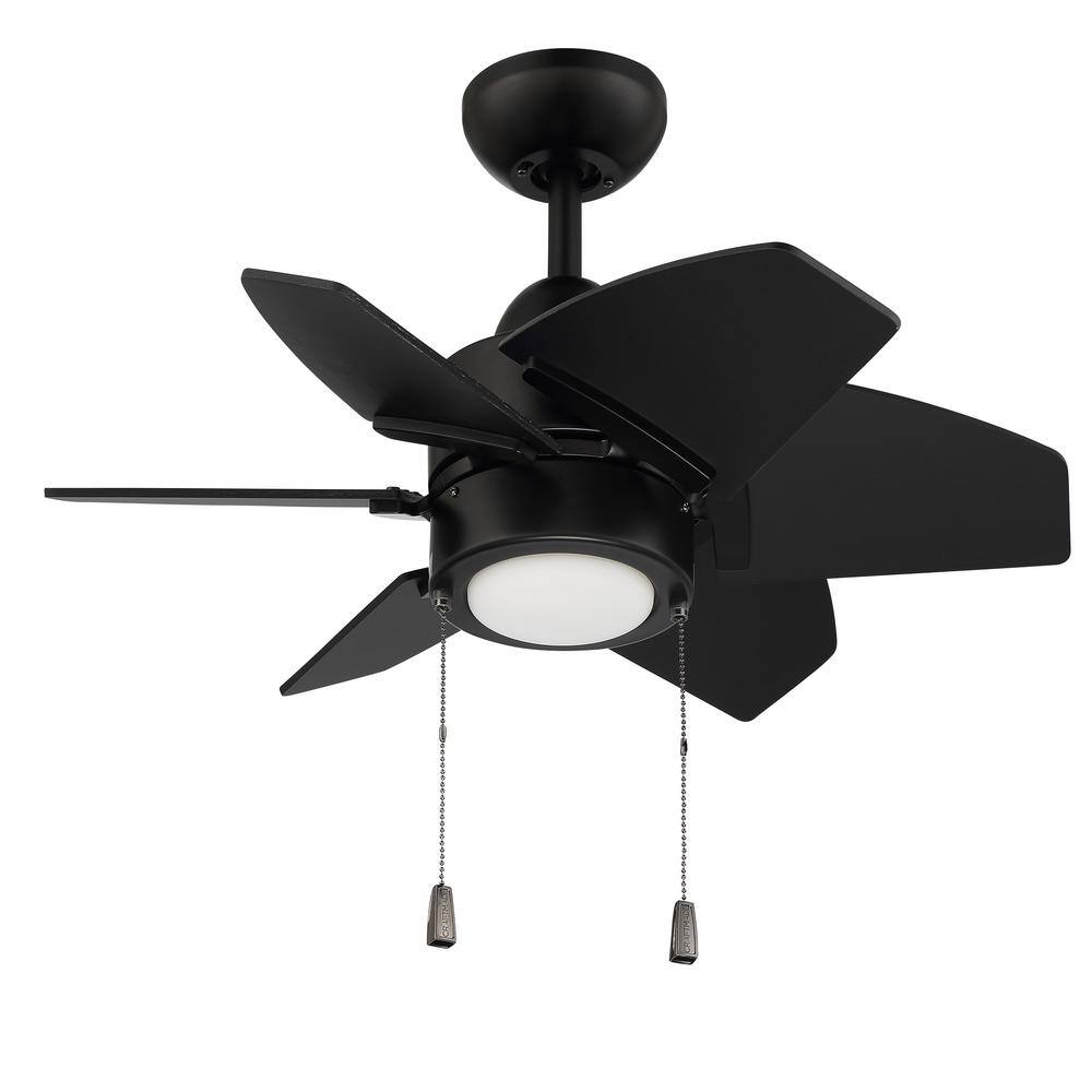 Flat Black 24'' Ceiling Fan with LED Light and 6 Plywood Blades