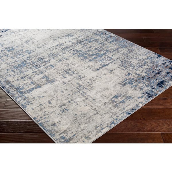 Hathor Dark Blue 3 ft. x 10 ft. Modern Abstract Polypropylene Runner Area Rug
