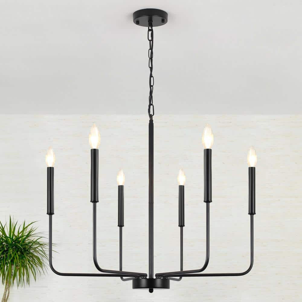 LWYTJO Marshana 6-Light Traditional Fixture Black Modern Farmhouse ...