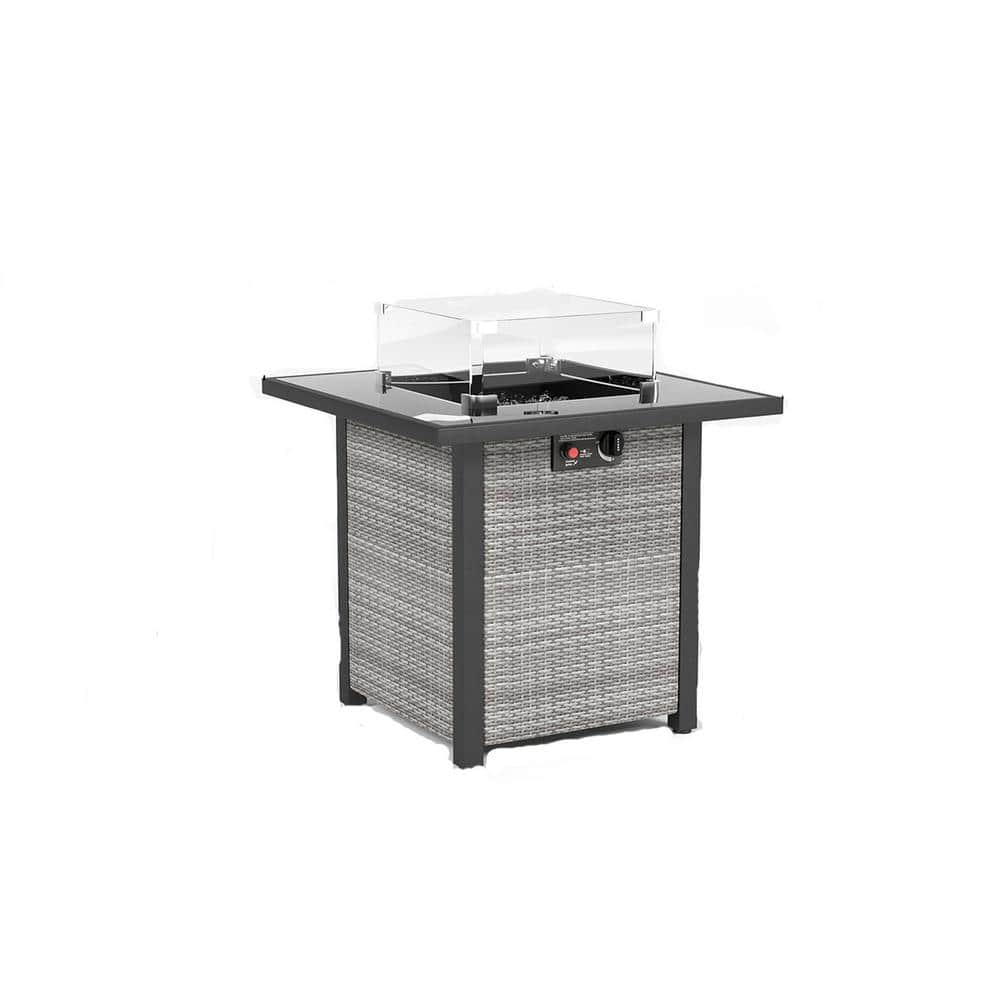 28 in. Propane Fire Pit Table, 50000 BTU Gas Firepits Tempered Glass Tablet