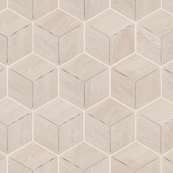Daltile Emerson Wood Ash White Matte 11-1/2 in. x 11-1/2 in. Glazed Ceramic 3D Cube Mosaic Tile (0.62 sq. ft./Each)