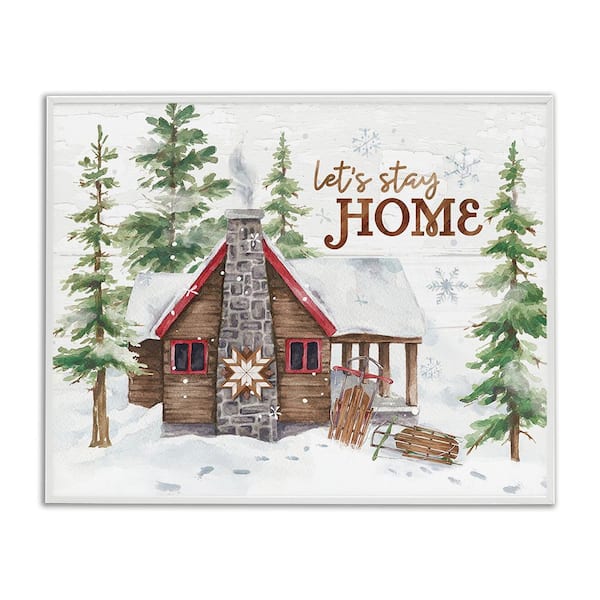 Stupell Industries Cozy Winter Cabin Phrase by Courtney Morgenstern 1-Piece Framed Graphic Print Nature Poster Art Print 14 in. x 11 in.