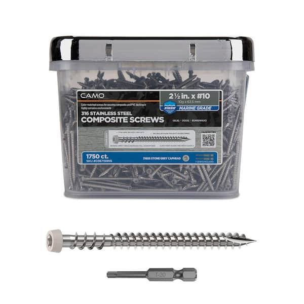 #10 2-1/2 in. 316 Stainless Steel Star Drive Stone Gray Composite Deck Screws (1750-Count)