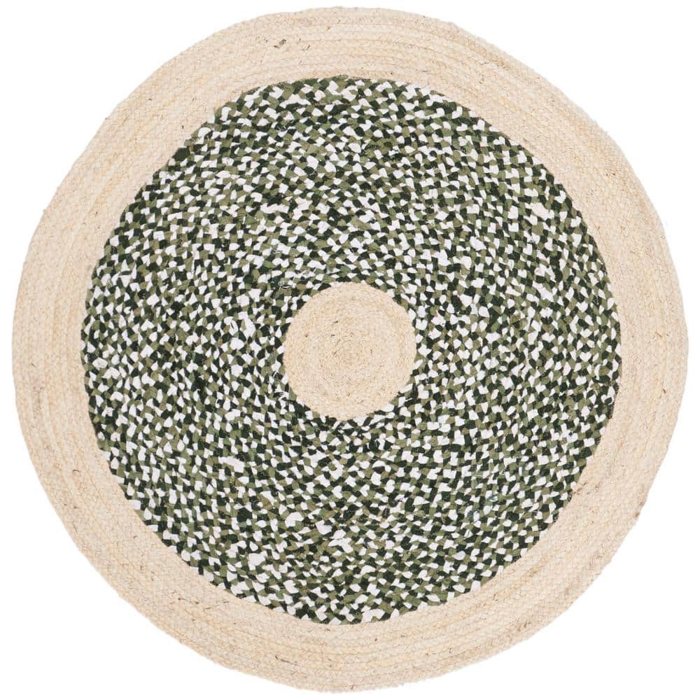 Cape Cod Green/Natural Doormat 3 ft. x 3 ft. Braided Round Area Rug price history on PriceWatchPro