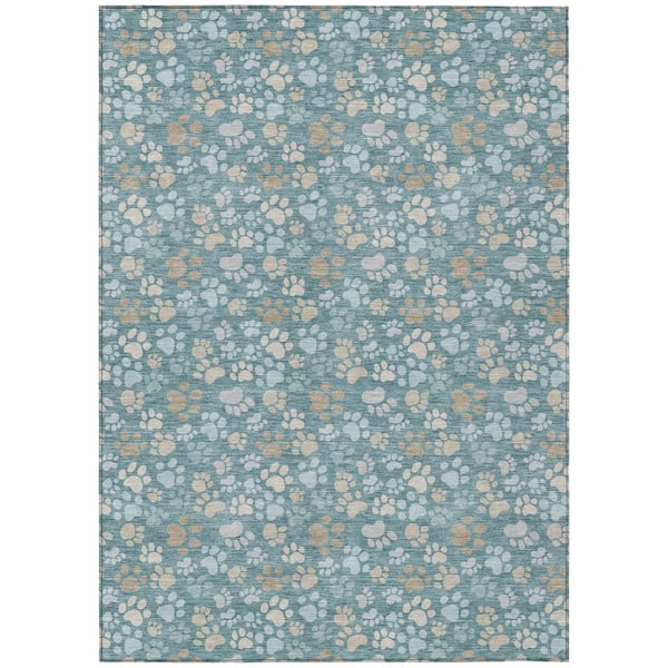 Chantille Machine Washable Indoor/Outdoor Abstract ACN3061 Teal 8 ft. x 10 ft. Area Rug