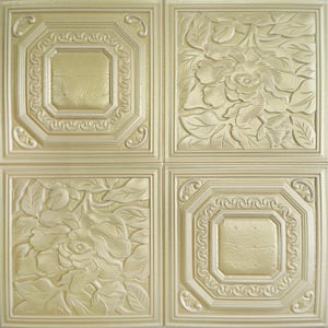 Falkirk Jura II 28 in. x 28 in. Peel and Stick Green Gold Shapes, Flowers PE Foam Decorative Wall Paneling (10-Pack)