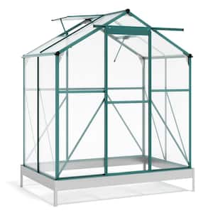 Outdoor Patio 6.2 ft. W x 4.3 ft. D Greenhouse, Walk-in Polycarbonate Greenhouse with 2 Windows and Base
