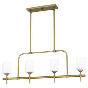 Aria 4-Light Weathered Brass Chandelier with Opal Glass