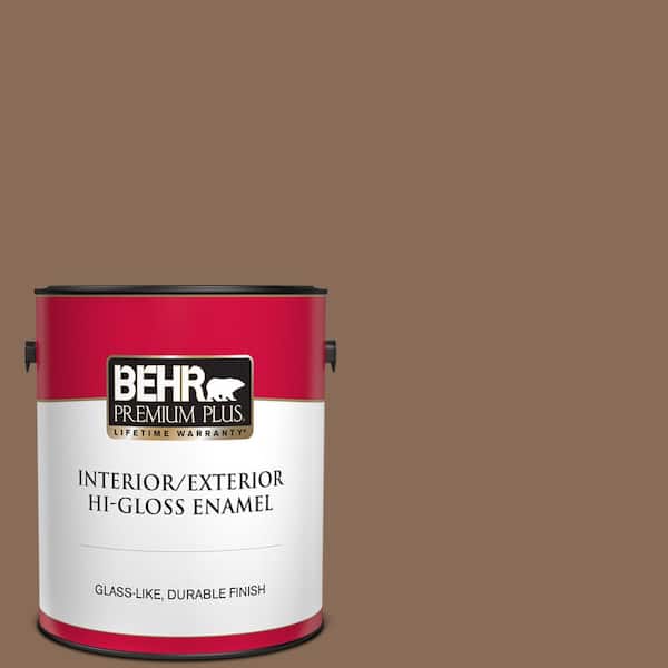 BEHR PREMIUM PLUS 1 gal. #BNC-34 Spiced Latte Hi-Gloss Enamel Interior/Exterior Paint