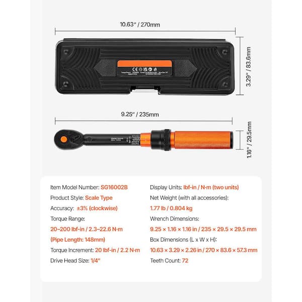 Lytool 1/4'' Torque Wrench, 2-24 Nm Drive Click Torque Wrench Set, Cycling Bicycle Maintenance Kit For Road & Mountain Bikes, With Torx Sockets, 100mm Extension Bar And Storage Box - View #14
