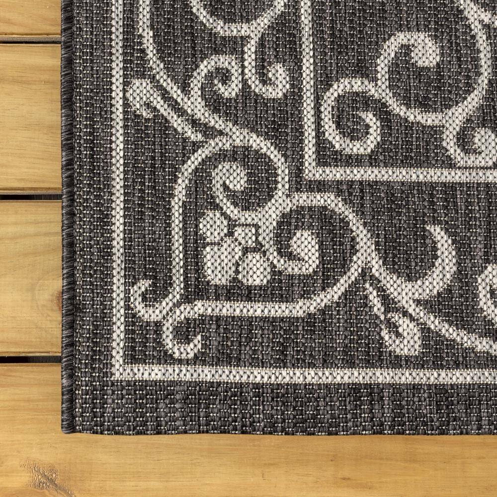 Black and Gray Synthetic Flat Woven Reversible Area Rug