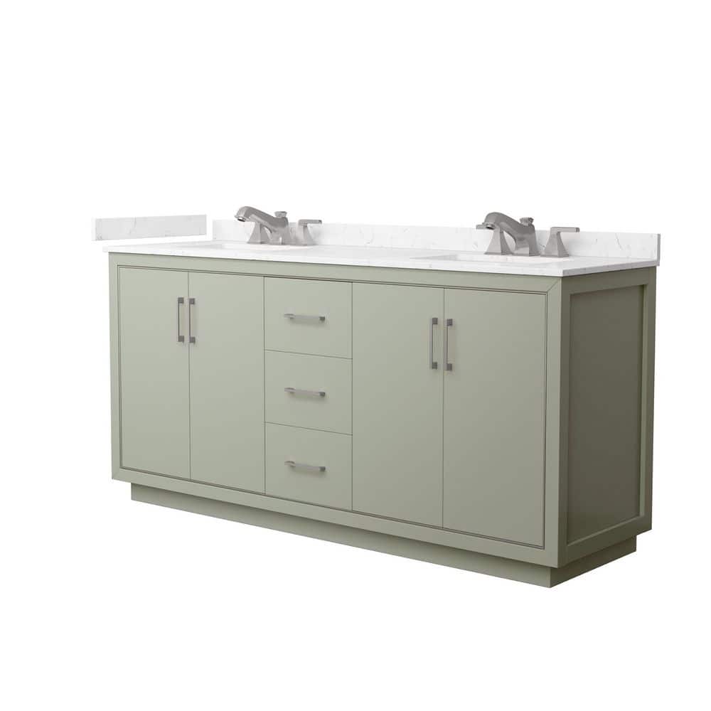 Icon 72 in. Double Freestanding Light Green Bath Vanity with Carrara Cultured Marble Top Assembled price history on PriceWatchPro