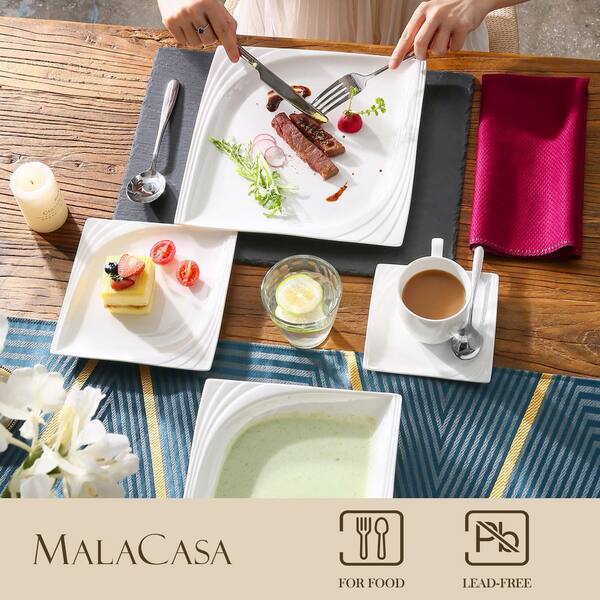  MALACASA 24-Piece Gourmet Porcelain Dinnerware Sets