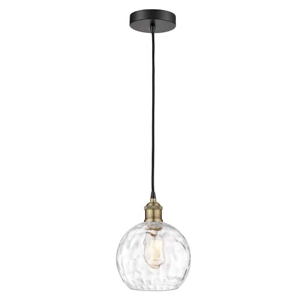 Innovations Athens Water Glass 100-Watt 1-Light Black Antique Brass Standard Mini Pendant Light with Clear Glass Shade