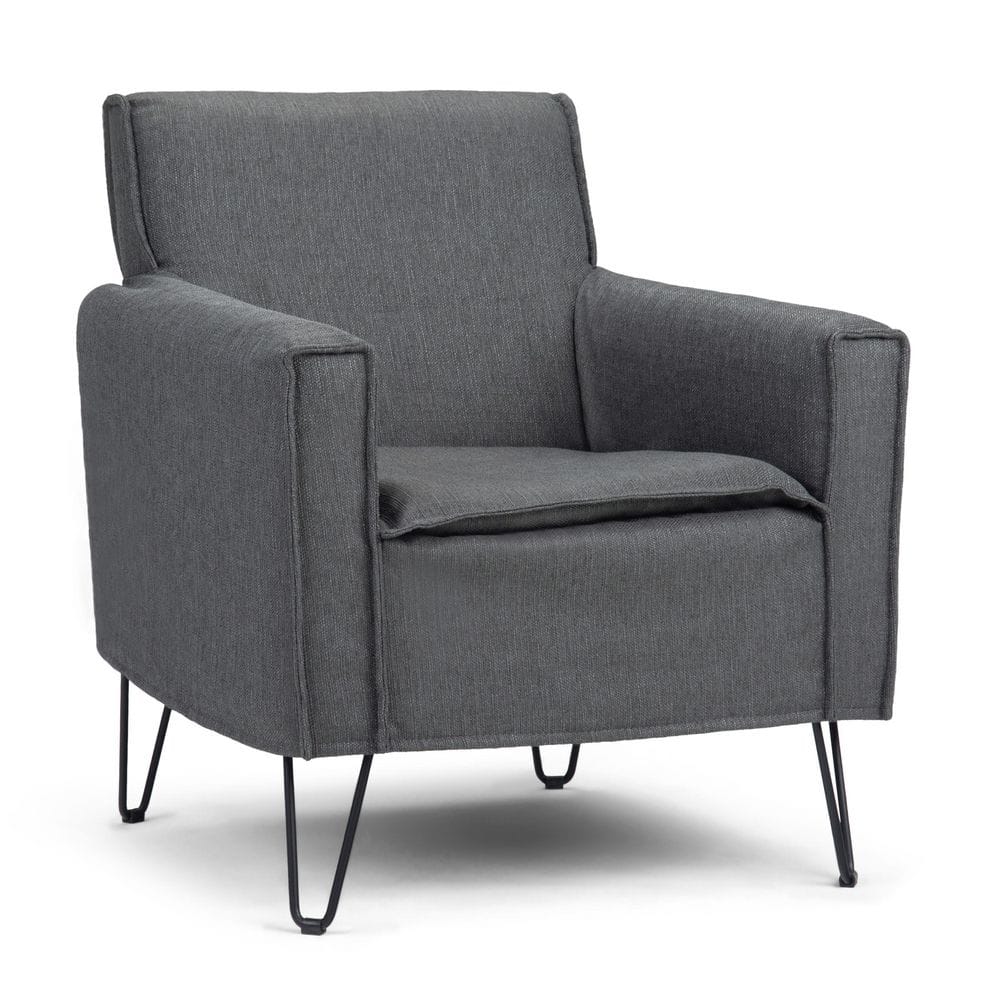 Slate Grey Faux Leather Handcrafted Wood Accent Chair