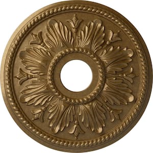 2-3/4 in. x 18-1/8 in. x 18-1/8 in. Polyurethane Edinburgh Ceiling Medallion, Pale Gold