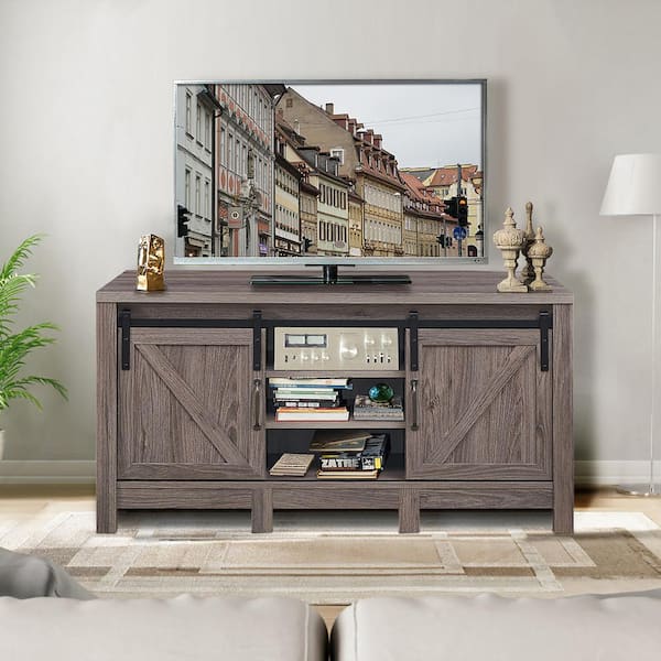 Costway 47 in. Deep Taupe TV Stand Fits TV's up to 55 in. with Storage  HW65216 - The Home Depot