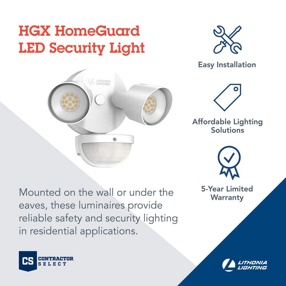 White Dual Head LED Outdoor Security Flood Light with Motion Sensor