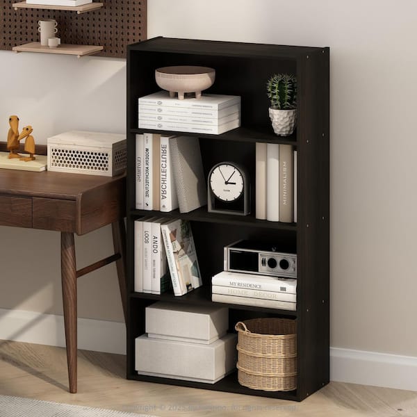 Furinno Simple 41.7 in. Tall Espresso Wood 4-Shelf Bookcase