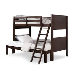 Everrett Walnut Twin Over Full Bunk Bed with Ladder
