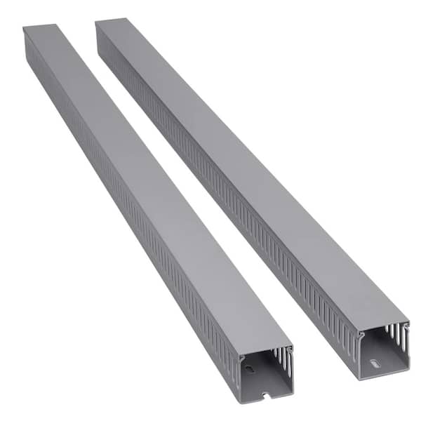 2-PCS 39"L x 2"W x 2"H Electrical Cable Management Raceway, PVC Cable Channel Open Slot Wire for Cords, Grey
