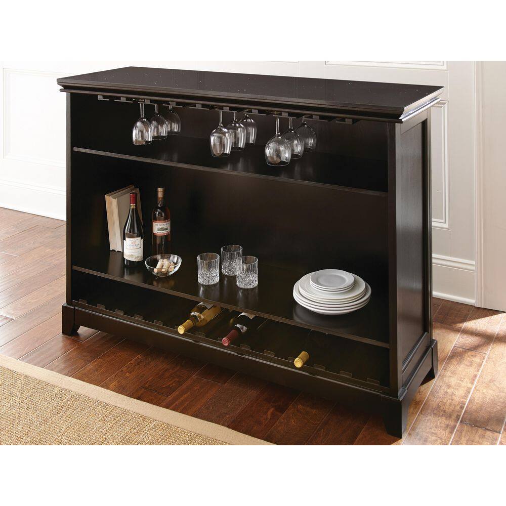 Elegant Ebony Black Counter Height Bar with Scratch-Resistant Top