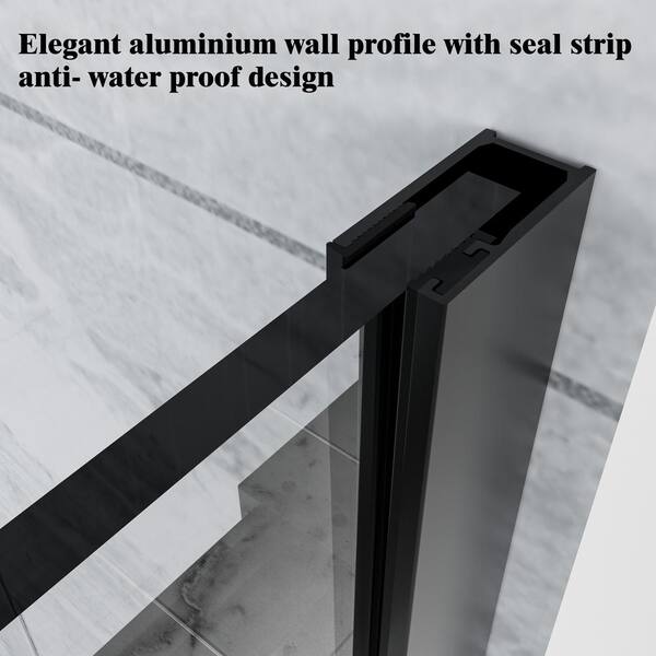 NANAWO Obsidian 48 in. W x 74 in. H Single Sliding Frameless