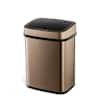 NINESTARS 3 Gal. Gold Stainless Steel Rectangular Shape Motion Sensor Metal Household Trash Can DZT-12-5GD
