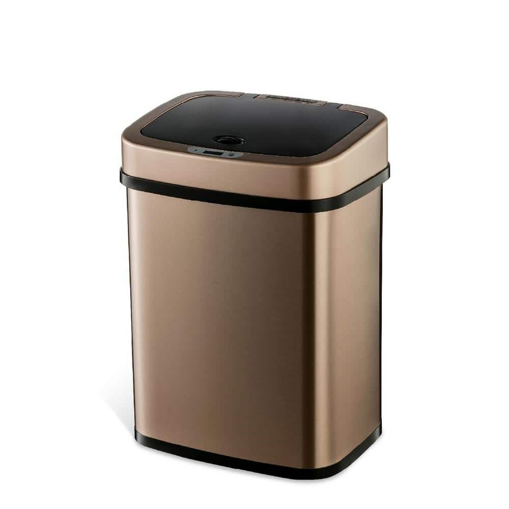 Nine Stars 13.2-Gal. Stainless Steel Sensor Trash Can - Gold