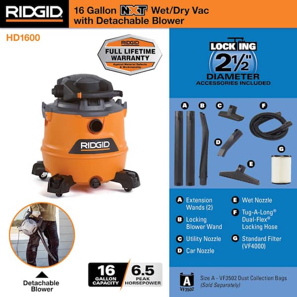 Ridgid 4-Gal. Wet/Dry Vacuum with Detachable Blower