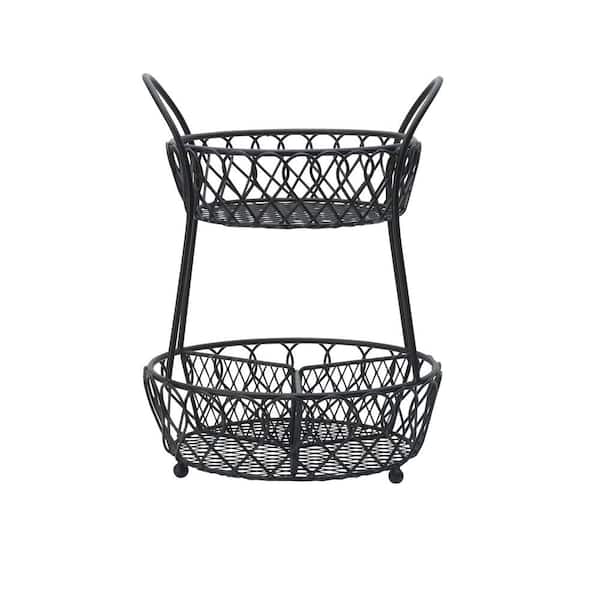 Gourmet Basics by Mikasa Loop and Lattice Black 2-Tier Divided Round ...