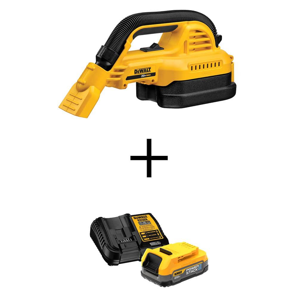 DEWALT 20V MAX Lithium-Ion Cordless 1/2 Gal. Wet/Dry Portable Vacuum with POWERSTACK 1.7 Ah Battery Pack and Charger, Yellows/Golds -  DCV517BWCBP034C
