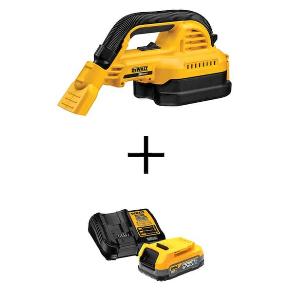 DEWALT 20V MAX Lithium-Ion Cordless 1/2 Gal. Wet/Dry Portable Vacuum with POWERSTACK 1.7 Ah Battery Pack and Charger